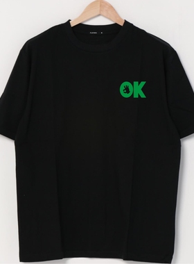 OK字母印花T恤男式圆领纯棉简约休闲短袖夏季潮流原创设计师体恤