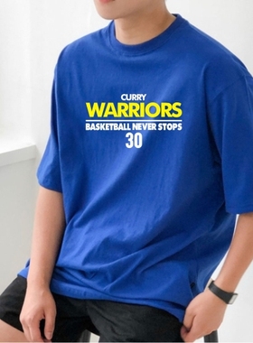 金州勇士队斯蒂芬·库里T恤篮球训练服CURRY运动休闲圆领纯棉短袖