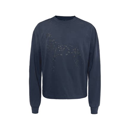 JCAESAR LONG SLEEVES斑点狗做旧印花长袖 水洗落色 点状胶印