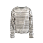 LONG SLEEVE 灰白色条纹卷边长袖 JCAESAR 大领口落肩 慵懒舒适