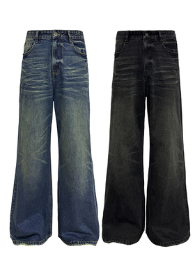 JCAESAR DENIM凌乱水波纹牛仔裤 14OZ丹宁 自然猫须 直筒微喇版型