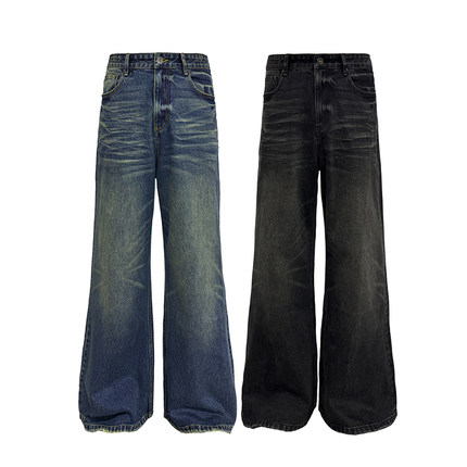 JCAESAR DENIM凌乱水波纹牛仔裤 14OZ丹宁 自然猫须 直筒微喇版型