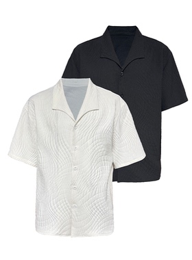 JCAESAR SEAGULL-CALLOR SHIRT海鸥领叶纹衬衫 褶皱肌理 提花翻领