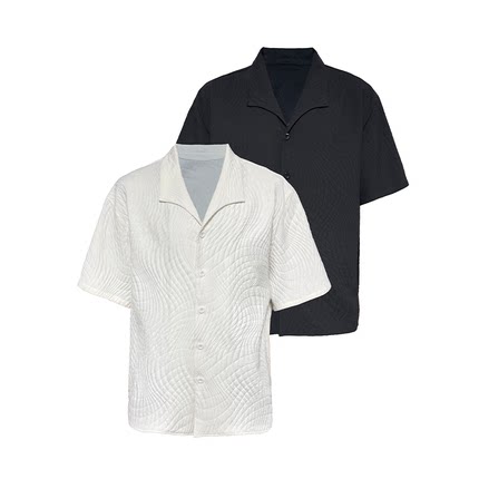 JCAESAR SEAGULL-CALLOR SHIRT海鸥领叶纹衬衫 褶皱肌理 提花翻领