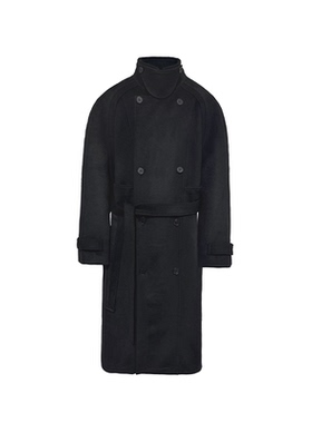 JCAESAR COAT 双排扣系带插肩大衣 高克重羊毛 肩部压线 立领