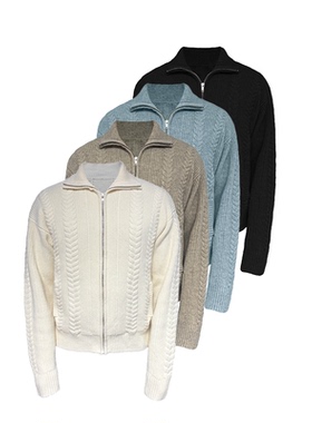 JCAESAR WHEAT SWEATER麦穗绞花拉链毛衣 挺阔合体版型 花型肌理