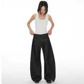 DENIMS工字褶香蕉裤 挺阔低腰弯刀版 型 JCAESAR 黄缝线原色牛仔裤