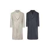 收腰弯刀袖 JCAESAR 纽扣暗门襟 100%羊毛 垫肩 COAT 青果领大衣