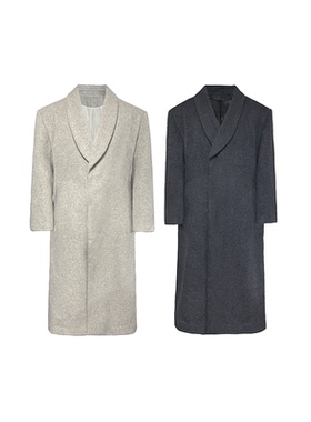 JCAESAR COAT 青果领大衣 100%羊毛 垫肩 收腰弯刀袖 纽扣暗门襟