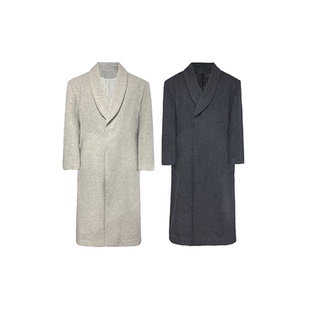 COAT 收腰弯刀袖 青果领大衣 垫肩 纽扣暗门襟 100%羊毛 JCAESAR