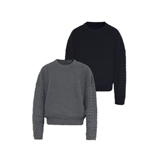 JCAESAR SWEATER 绞花袖毛衣 高克重纯棉纱线厚实 短宽微落肩双色