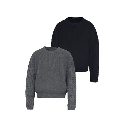 JCAESAR SWEATER 绞花袖毛衣 高克重纯棉纱线厚实 短宽微落肩双色