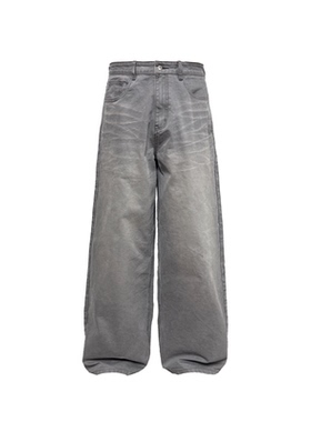 JCAESAR DENIMS 日晒水洗灰牛 13.OZ高克重 自然猫须做旧 微阔腿