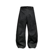 DENIMS 低裆打褶原牛 膝盖打褶 JCAESAR 双侧缝结构线 阔弯刀廓形