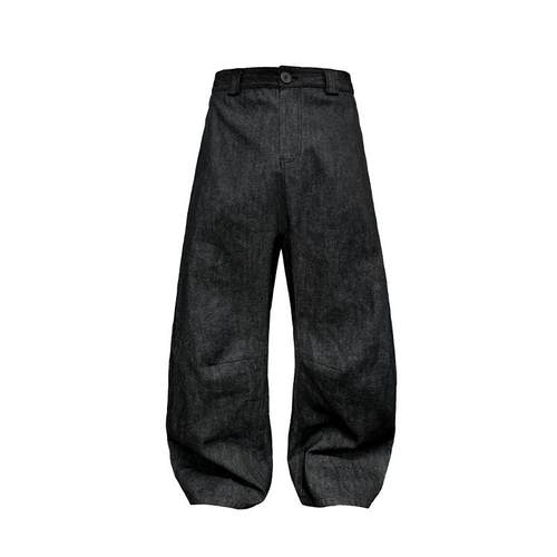 JCAESAR低裆打褶原牛阔弯刀廓形