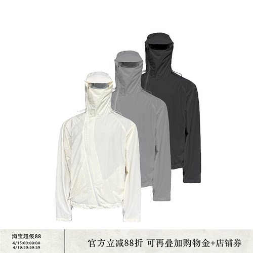 JCAESAR斜拉链抽绳连帽防晒服