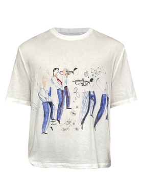 JCAESAR TEE蓝色乐章印花短袖t恤 多美天丝羊毛 康丽数码直喷合体