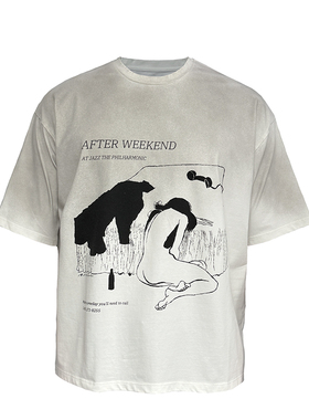 JCAESAR DRUNK GIRL TEE 醉酒女短袖 脏染做旧 领口破坏 冰感面料