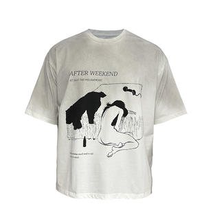 TEE GIRL 醉酒女短袖 脏染做旧 冰感面料 JCAESAR 领口破坏 DRUNK