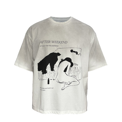 JCAESAR DRUNK GIRL TEE 醉酒女短袖 脏染做旧 领口破坏 冰感面料