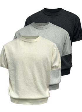 JCAESAR KNIT TOP针织修身短袖 小领口 合体修身 螺纹下摆 六色入