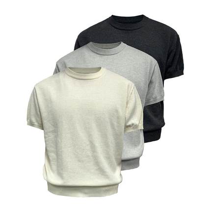 JCAESAR KNIT TOP针织修身短袖 小领口 合体修身 螺纹下摆 六色入