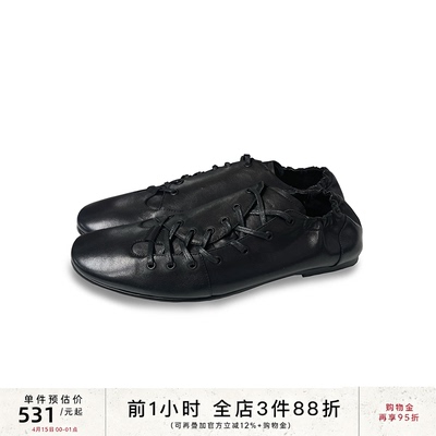 JCAESAR LEATHER SHOES 斜系带抽褶德训皮鞋 头层牛皮 后脚口抽褶