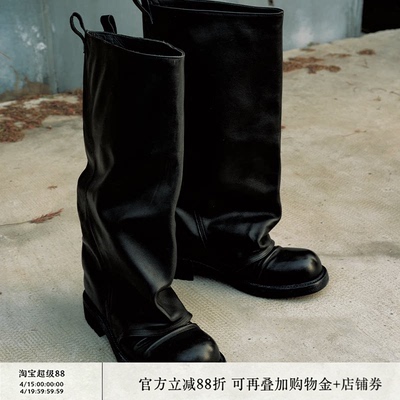 JCAESAR BOOTS褶皱牛皮筒靴 阿根廷牛皮 真皮鞋垫 固特异水洗做旧