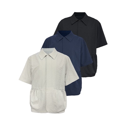 JCAESAR褶皱肌理感短袖衬衫