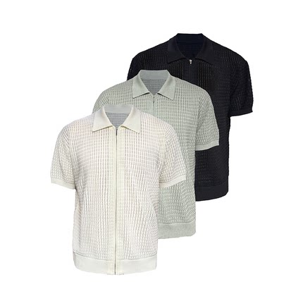 JCAESAR ZIPPER CARDIGAN 华夫格针织拉链开衫 冰丝面料 镂空肌理