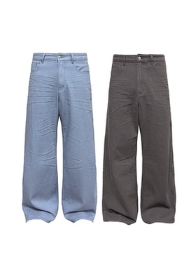 JCAESAR WASHED DENIMS 压褶水洗雾色牛仔裤 13OZ 高温压褶 直筒