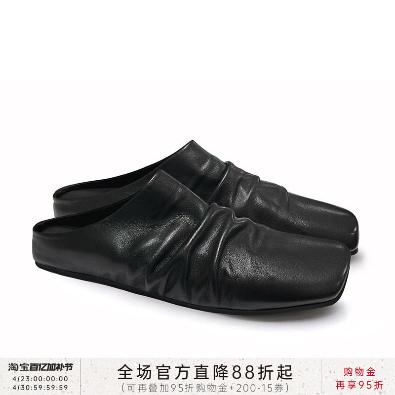 JCAESAR LEATHER SLIPPER 褶皱皮拖鞋 头层牛皮 芭蕾鞋 柔软 百搭