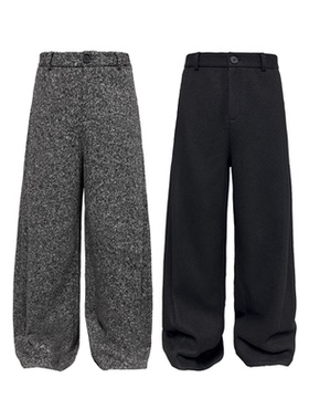 JCAESAR PANTS 扇褶毛呢长裤 复合毛呢 侧面大扇褶设计 宽松