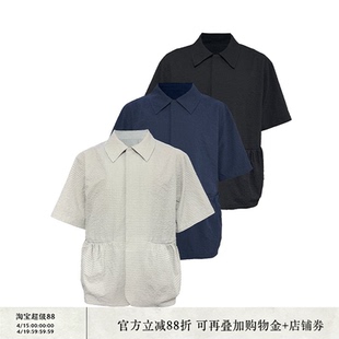 JCAESAR SHIRT泡泡褶抽绳衬衫 褶皱肌理感短袖 收腰暗门襟 三色入