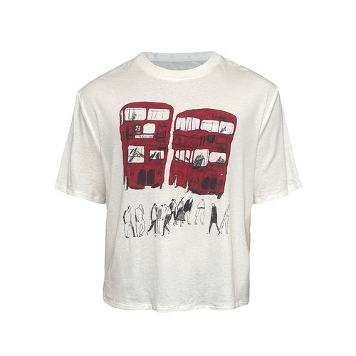 JCAESAR PRINT TEE红色大巴印花短袖 轻薄透气 康丽数码直喷 合体