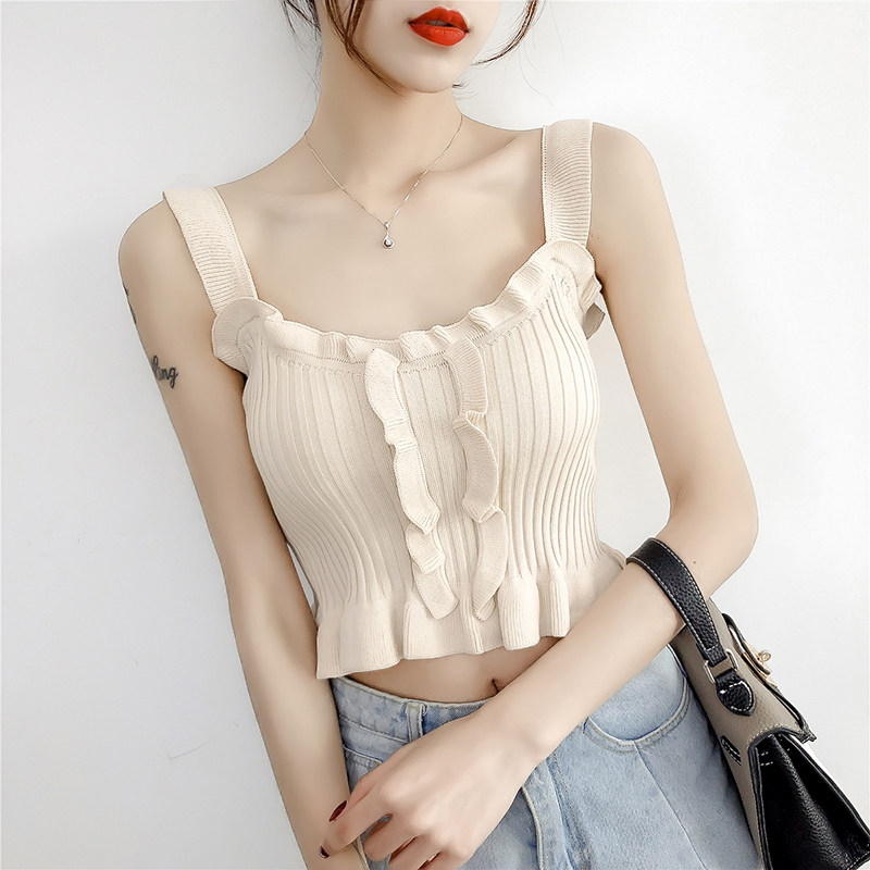 夏新款外穿韩版冰丝针织打底衫内搭性感抹胸小吊带背心女短款上衣