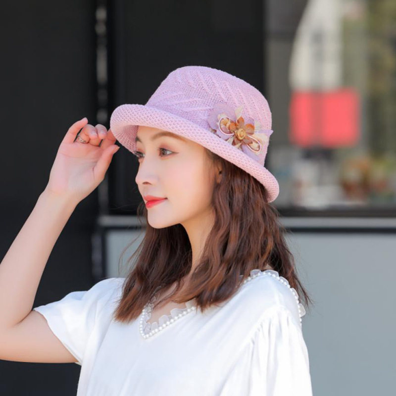 2026夏季日系花朵草帽女翻边复古盆帽海边防晒遮阳帽渔夫帽妈妈帽