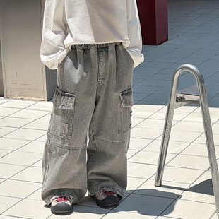 男童秋季牛仔裤儿童韩版2025新款童装长裤工装潮酷宽松秋装帅气