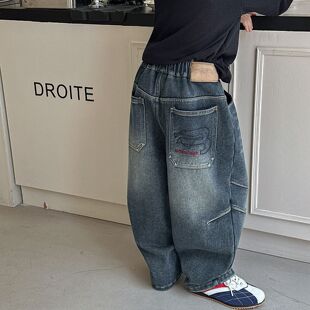 男童牛仔裤儿童秋季韩版2025新款加绒深秋童装宽松潮酷休闲长裤