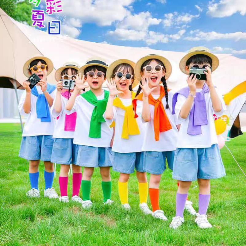 儿童演出服幼儿园班服彩色T恤