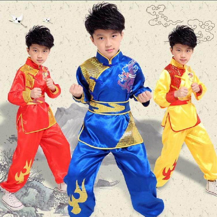 幼儿童武术表演出少儿中国功夫男童腰鼓舞蹈服小学生打鼓服装长袖