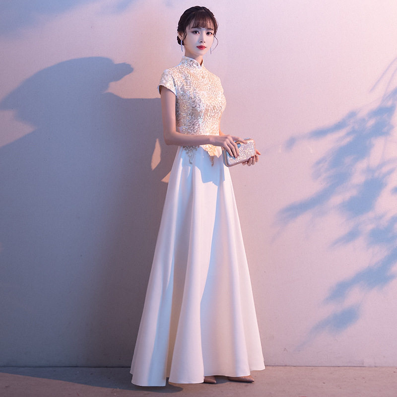 晚礼服裙女2026新款夏宴会演出中式长款旗袍合唱团主持人时尚外贸