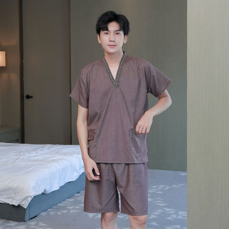 汗蒸服女棉布情侣装带胸桑拿服男款温泉加肥美容院按摩服男酒店