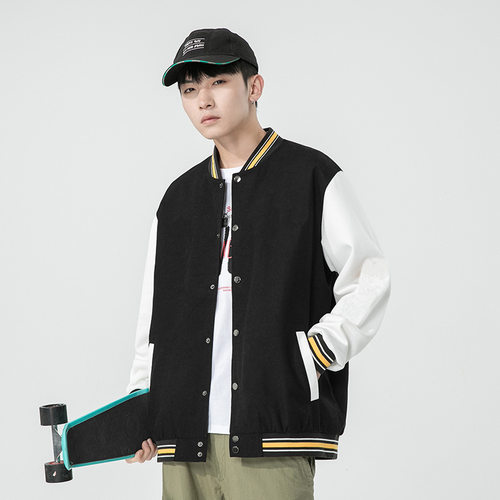 2025棒球服春秋季新款港风潮牌纯色男士夹克宽松休闲外套工厂