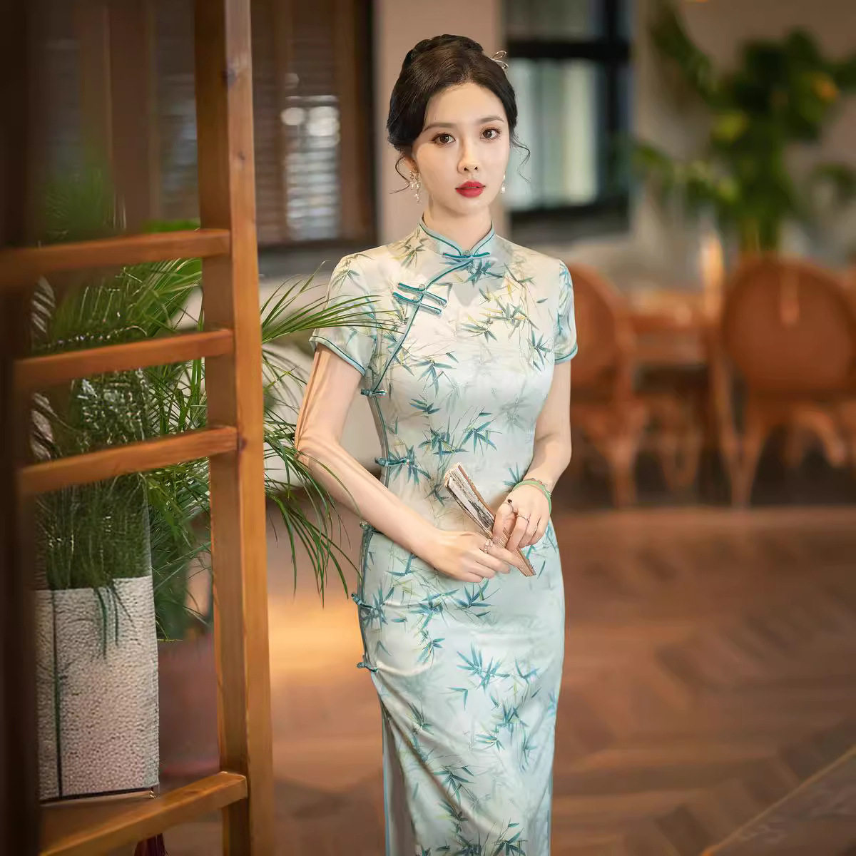 2026春季新款丝绸改良双层短袖旗袍日常修身年轻时尚优雅气质礼服