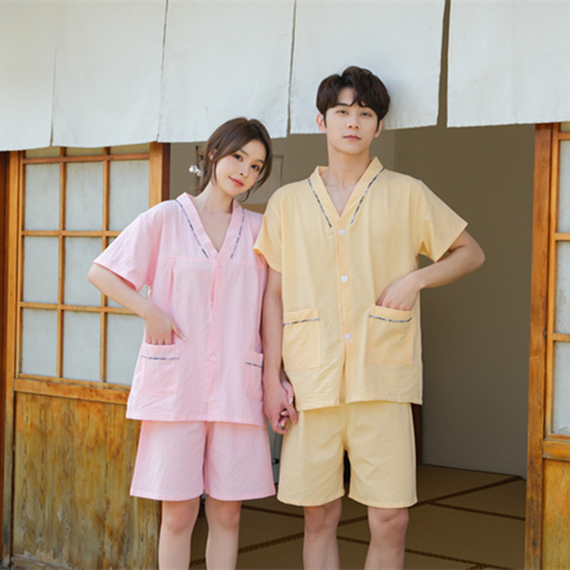 皱棉前后开男女艾灸理疗服调理服针灸门诊服纯色美容服足浴衣服