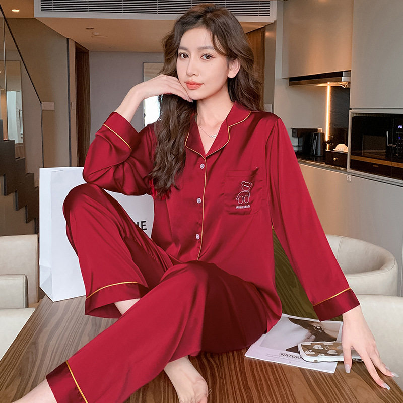 2026睡衣女新款冰丝家居服秋季女士长袖套装春秋款女居家服外贸