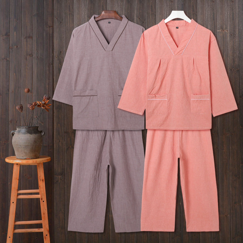 全棉情侣套头浴服男女汗蒸服大码桑拿服足疗洗浴衣全棉按摩采耳服