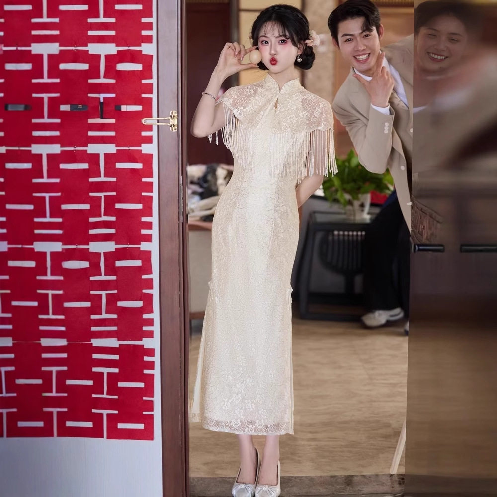 春夏香槟色订婚旗袍礼服新中式高端气质国风新娘敬酒服回门答谢宴