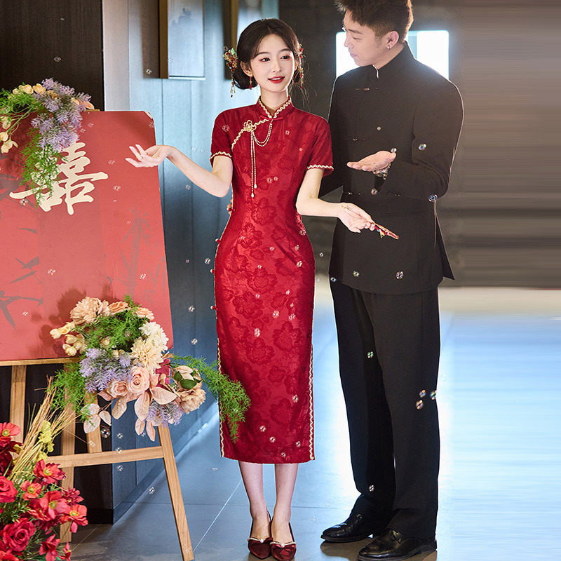 红色改良旗袍2026新款年轻款女中式复古新娘结婚订婚敬酒服春夏季
